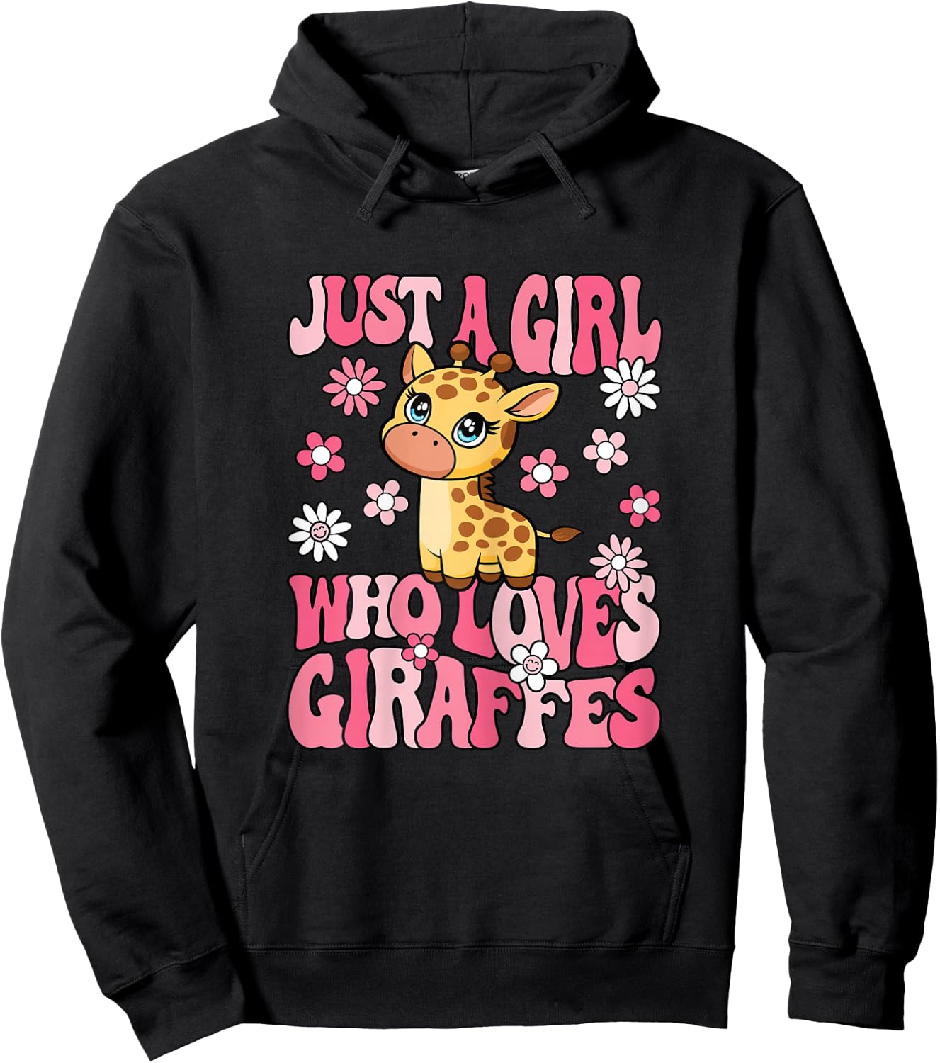 Just A Girl Who Loves Giraffes Groovy Giraffe Girls Kids Hoodie - Hoodie | Black
