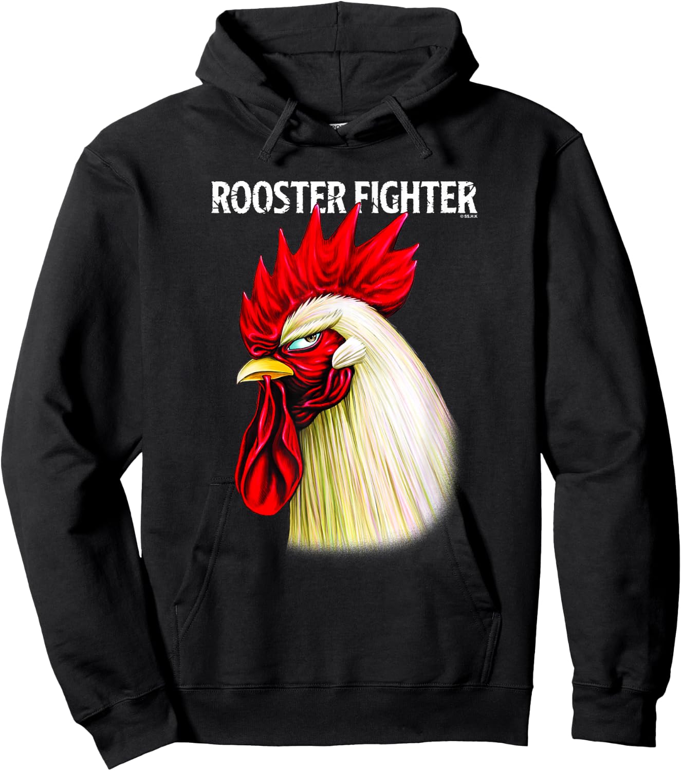 Rooster Fighter Keiji Side Profile Mean Mug Stare Down Hoodie - Hoodie | Black