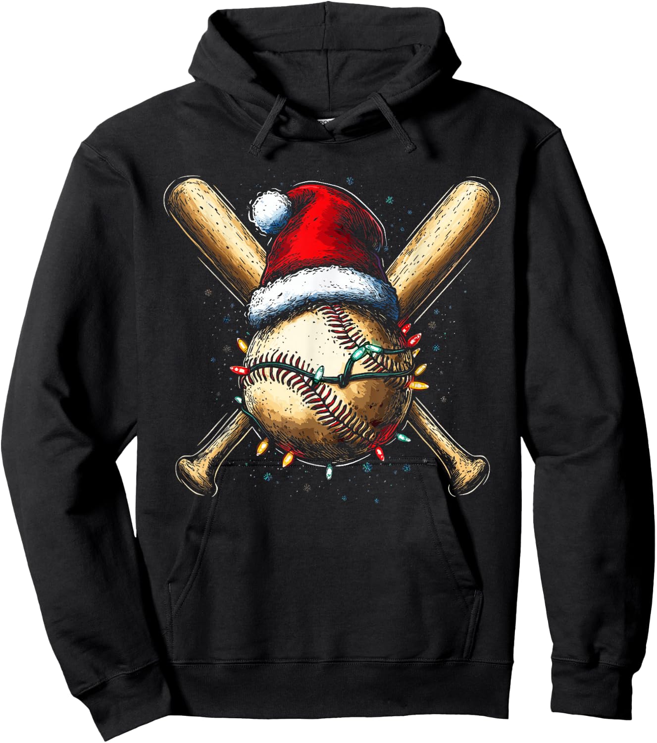 Christmas Baseball Pajama Xmas Santa Boys Girls Kids Hoodie - Hoodie | Black