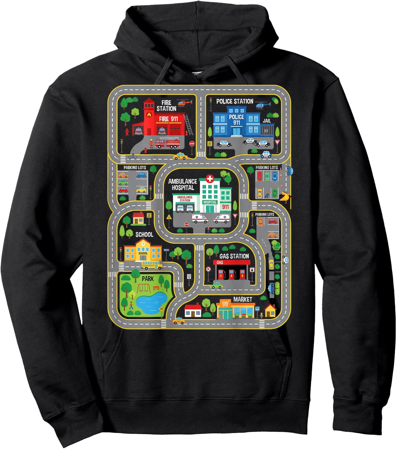 Play Cars On Dads Back City Map Race Track Tired Dads Funny Hoodie - Hoodie | Black
