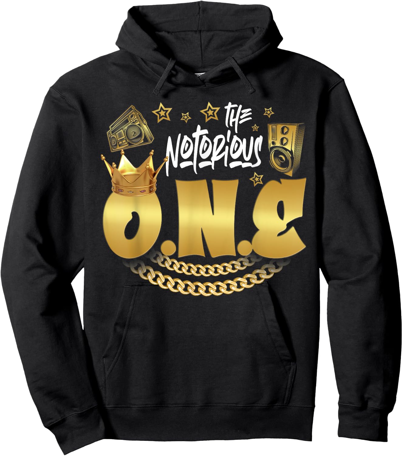 The Notorious One Old School Hip Hop Funny 1st Birthday Hoodie - Hoodie | Black