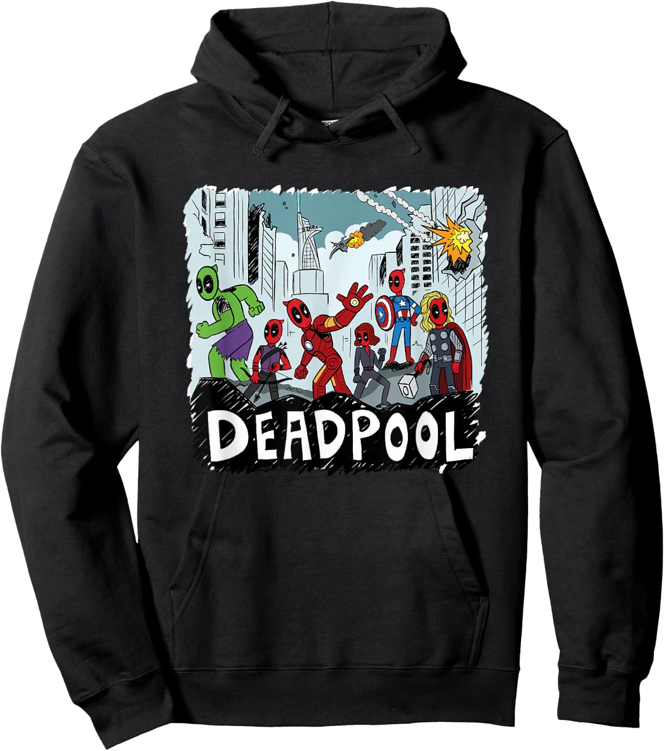 Marvel Deadpool & Wolverine Deadpool Avengers Assemble! Hoodie - Hoodie | Black