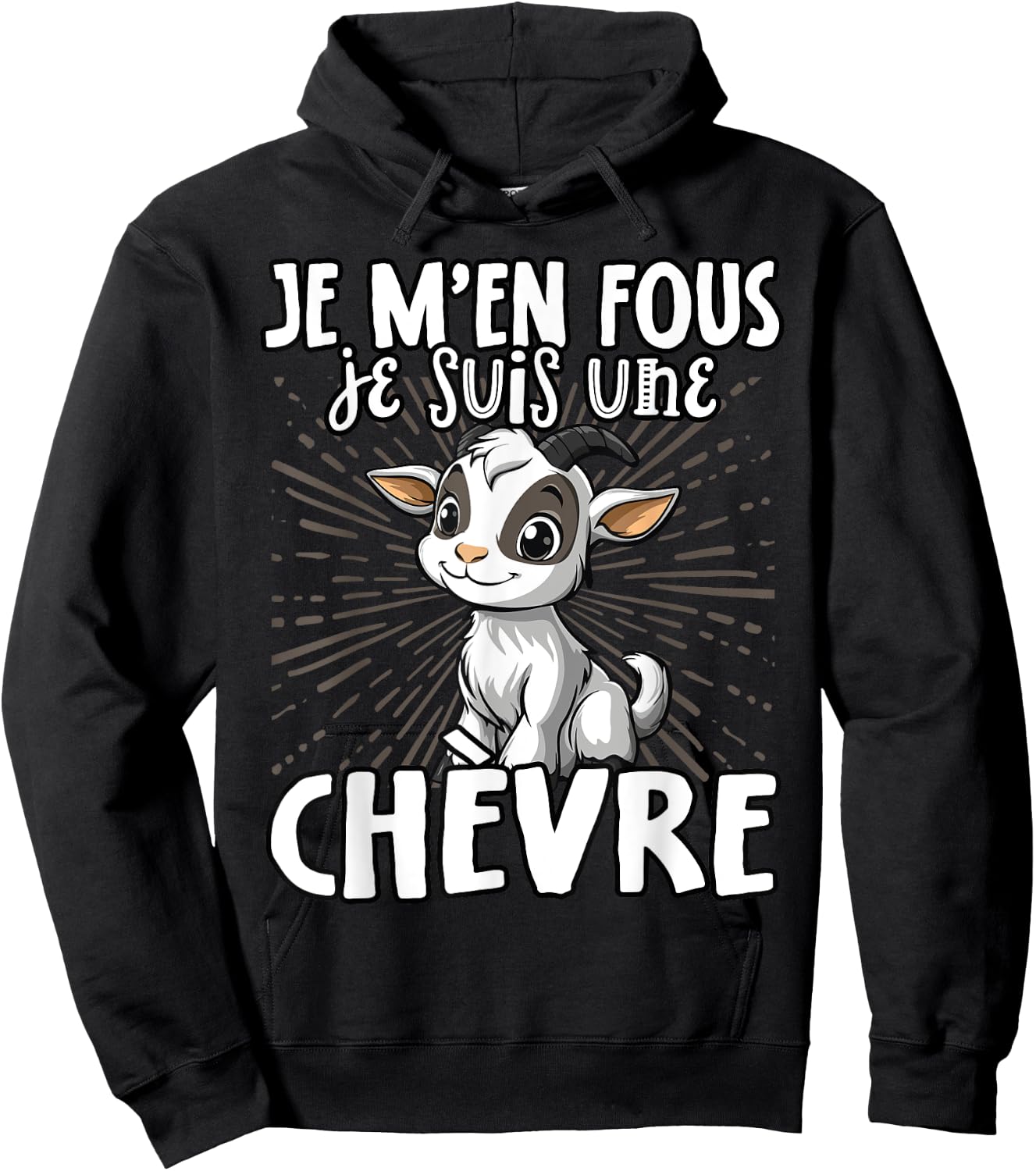 Je M'en Fous Je Suis Une Goat Cute Goat , Black, S Hoodie - Hoodie | Black