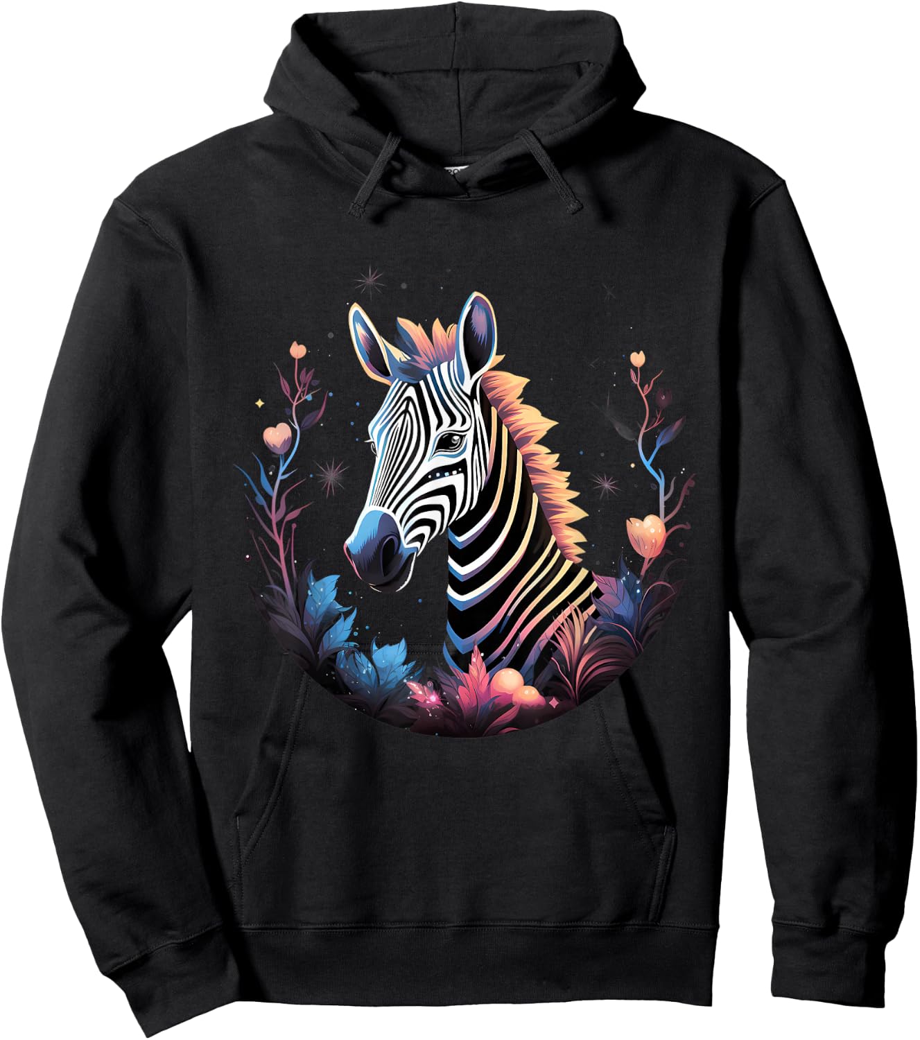 Zebra Floral Portrait African Animal Lovers Wildlife Safari Hoodie - Hoodie | Black