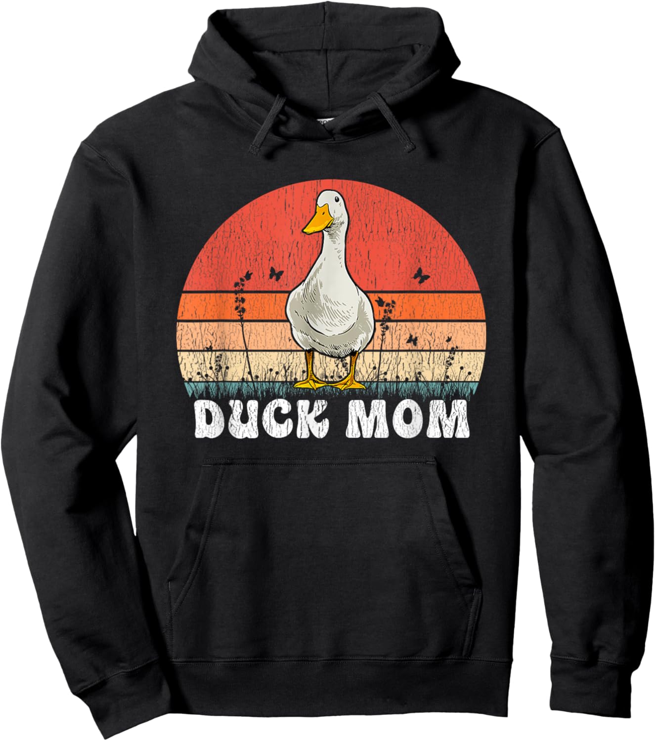 Duck Mom Retro Vintage Funny Mothers Day Mama Duck Hoodie - Hoodie | Black