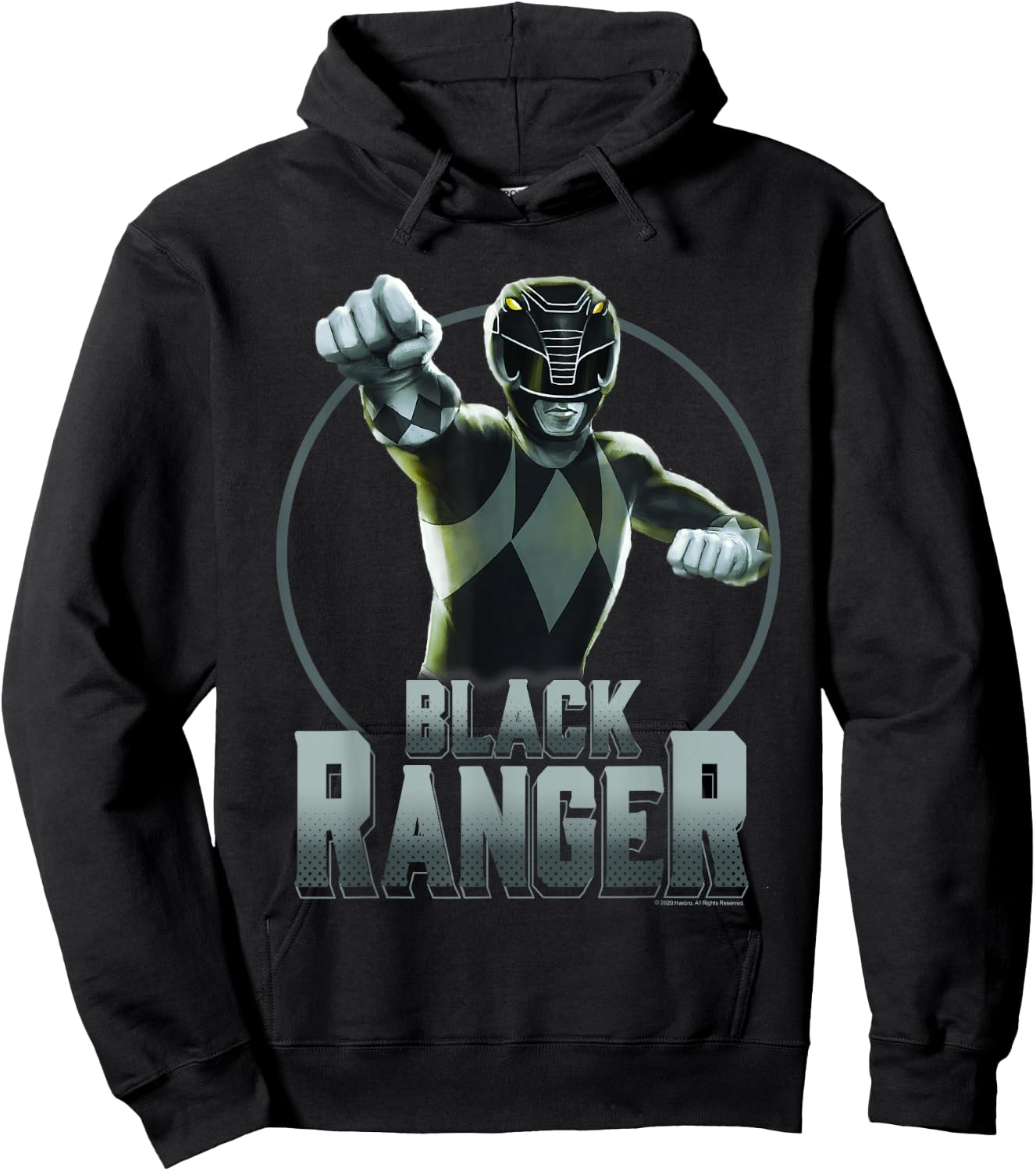 Power Rangers Black Ranger Karate Action Circle Portrait V2 Hoodie - Hoodie | Black