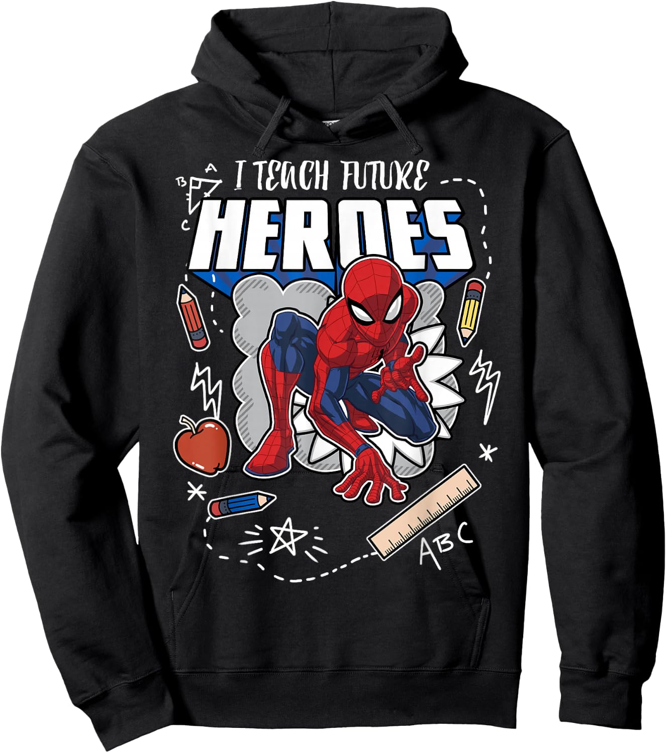 Marvel Spider-Man Classic I Teach Heroes Graphic Hoodie - Hoodie | Black
