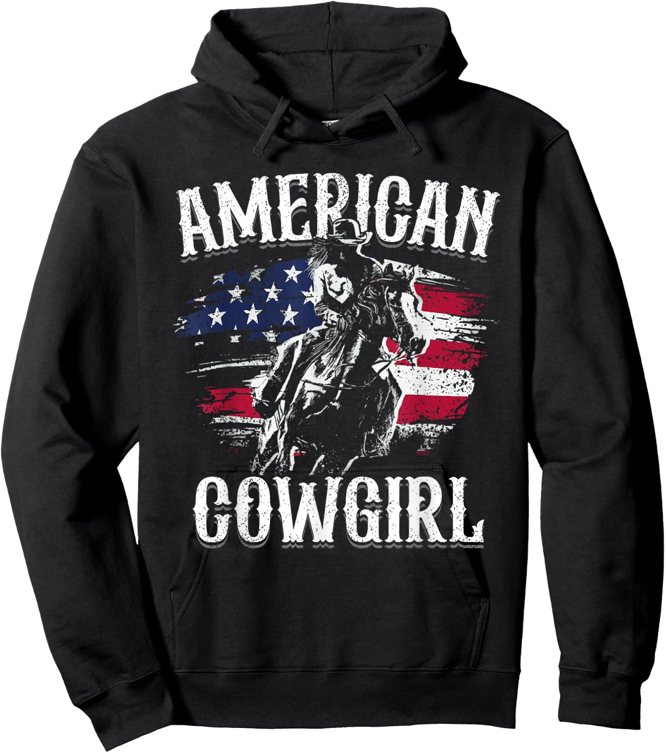 American Cowgirl Rodeo Barrel Racing Horse Riding Girl Gift Hoodie - Hoodie | Black