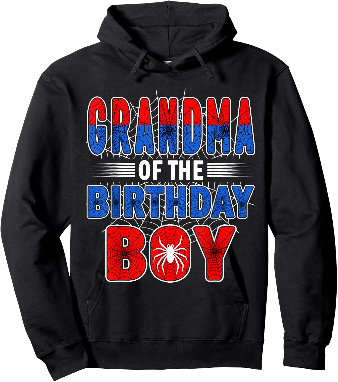 Grandma of The Birthday Boy Spider Web Birthday Party Hoodie - Hoodie | Black