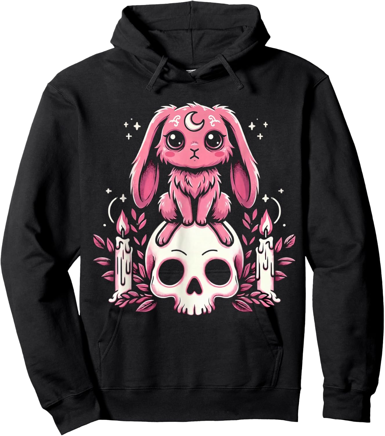 Gothic Hase Bunny Fledermaus auf Schädel Mond Goth Hoodie - Hoodie | Black