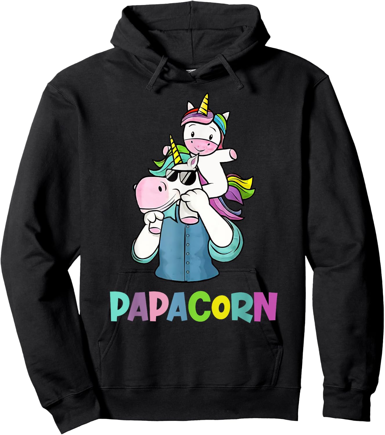 Papacorn Unicorn Father's Day Gift Daddy Hoodie - Hoodie | Black