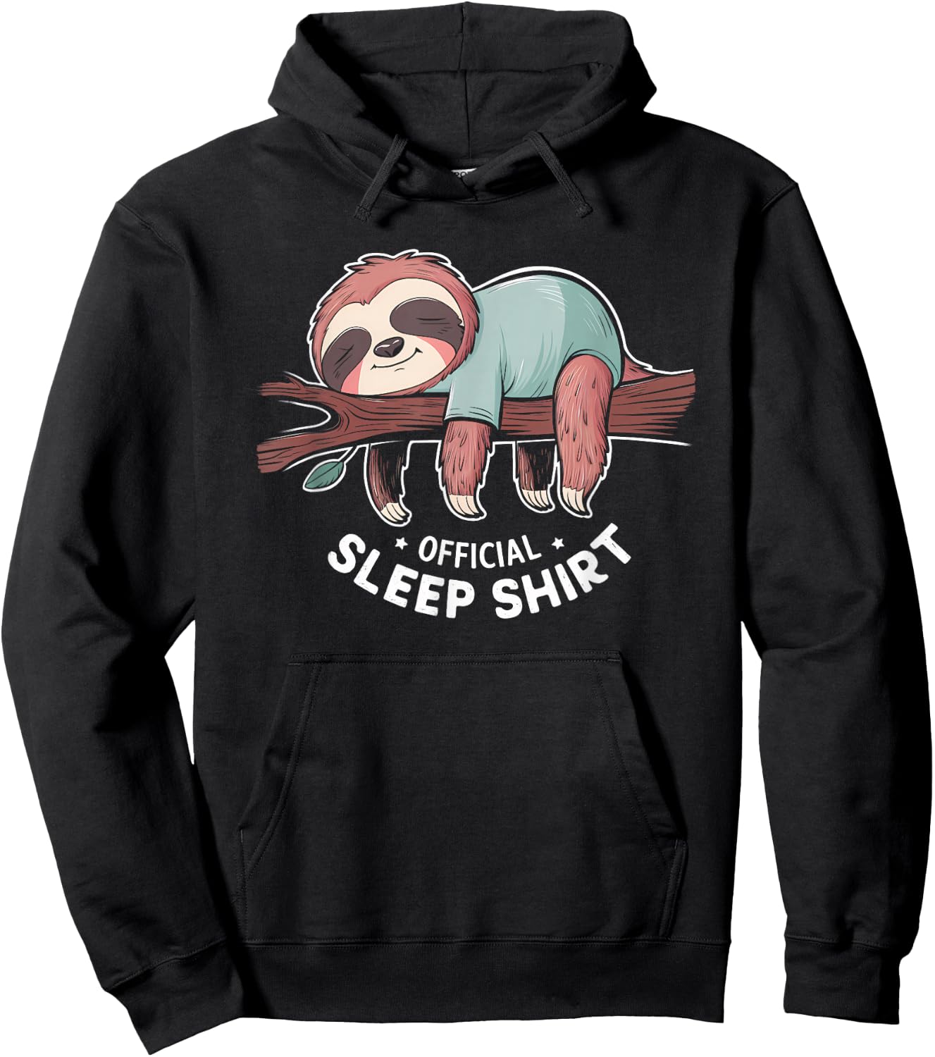 Official Sleep Shirt Sloth Pajamas Nightgown Hoodie - Hoodie | Black