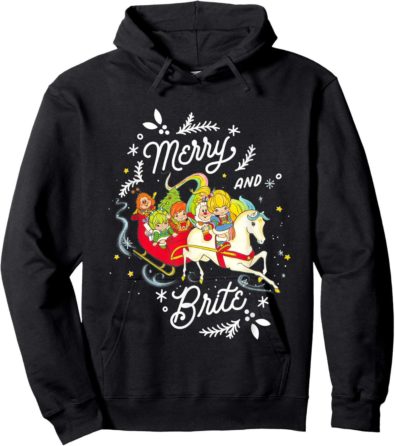 Rainbow Brite Christmas Merry & Brite Sleigh Ride Hoodie - Hoodie | Black