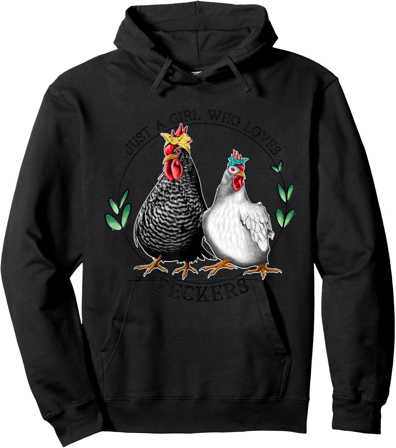 Just A Girl Who Loves Peckers Funny Chicken Gift Hoodie - Hoodie | Black