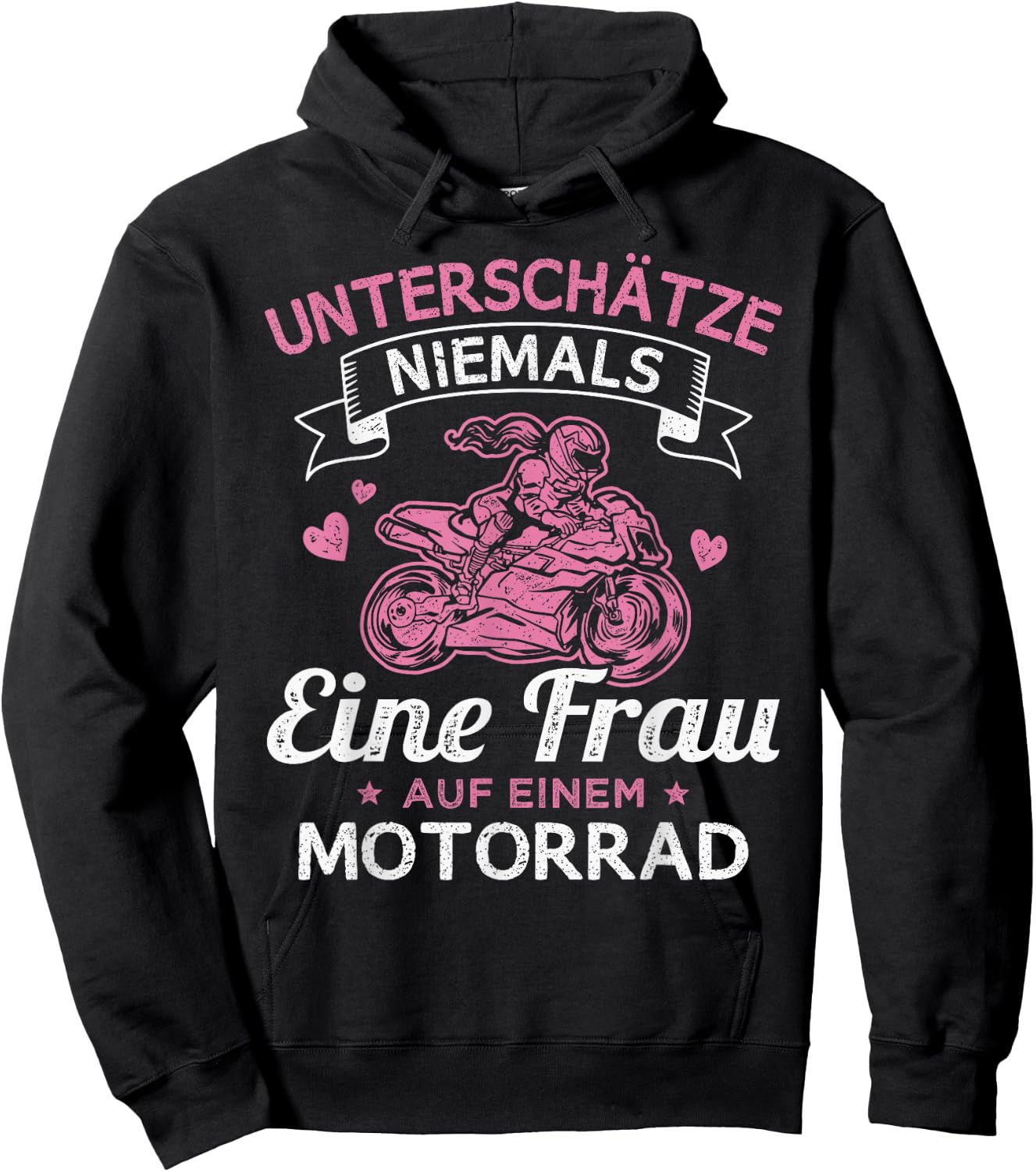 Unterschätze Niemals eine Frau auf einem Motorrad Bikerin Hoodie - Hoodie | Black