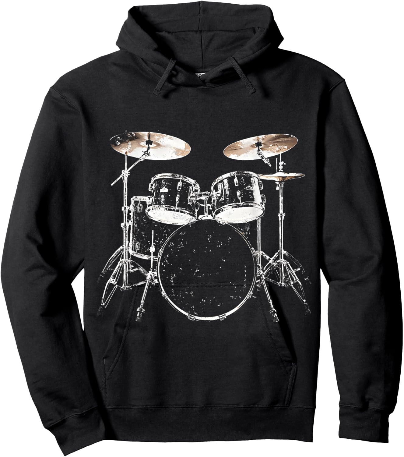 Drumset Music Instrument Motif Illustration Drumset Hoodie - Hoodie | Black