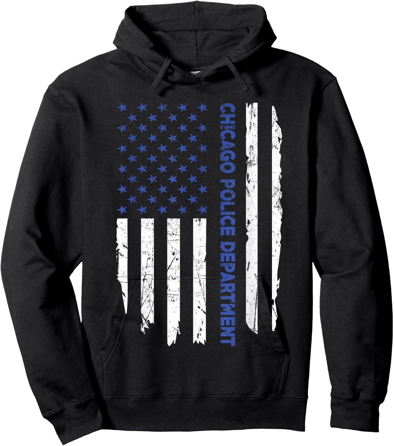 Chicago Police Officer American Flag Thin Blue Line Women Men Hoodie - Hoodie | Black