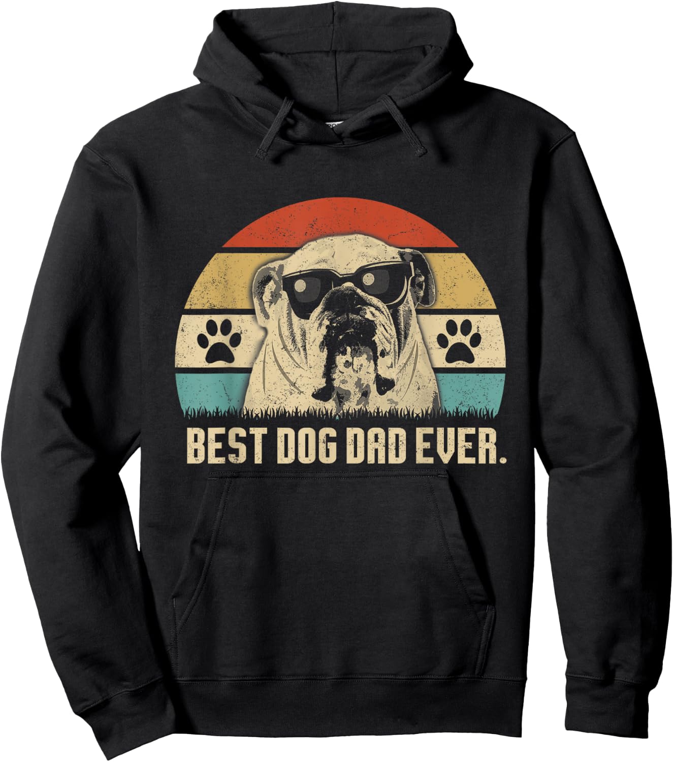 Vintage Best English Bulldog DAD Ever shirt Fathers Day Gift Men Hoodie - Hoodie | Black
