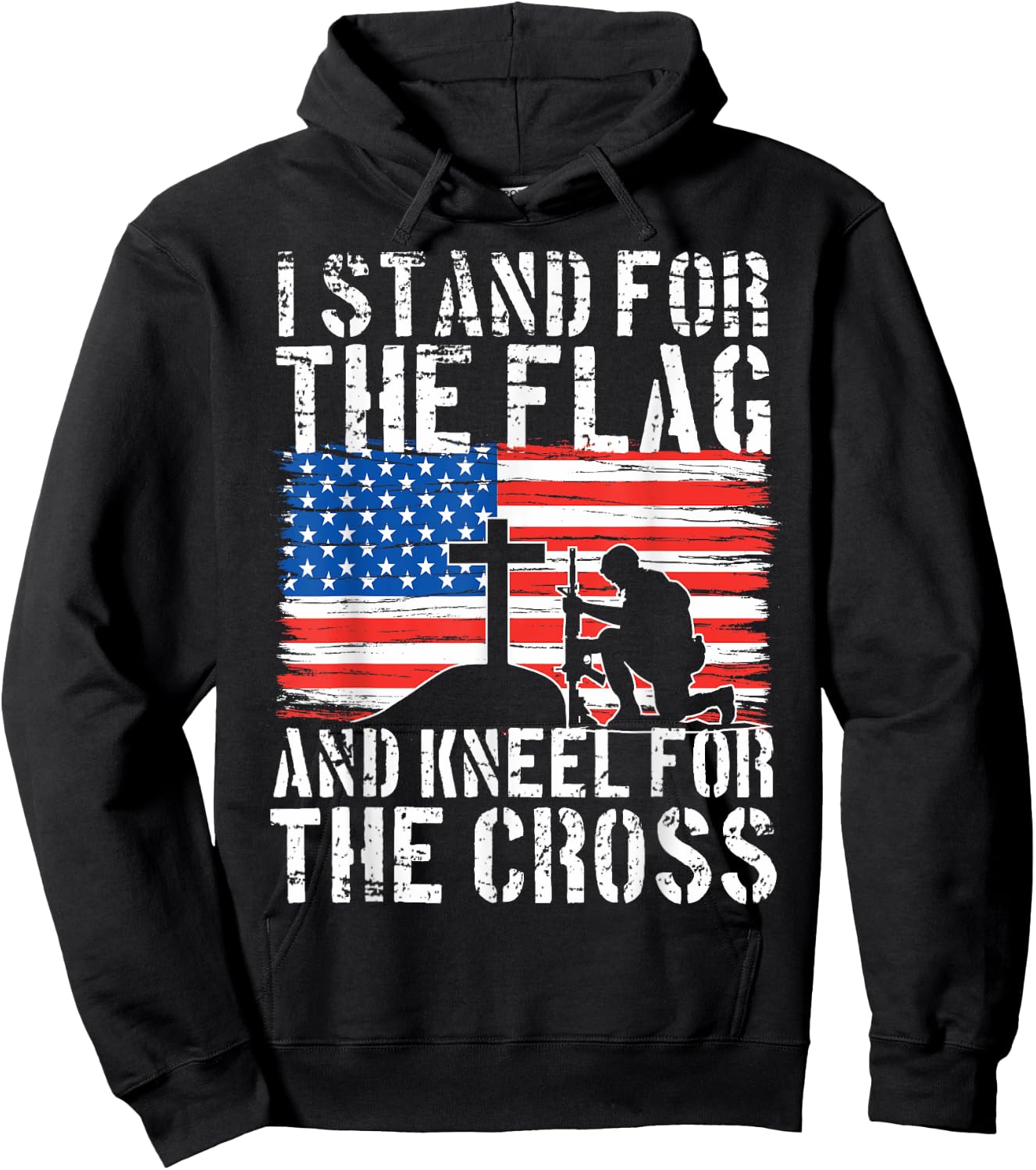 I Stand for The Flag And Kneel for The Cross Hoodie - Hoodie | Black