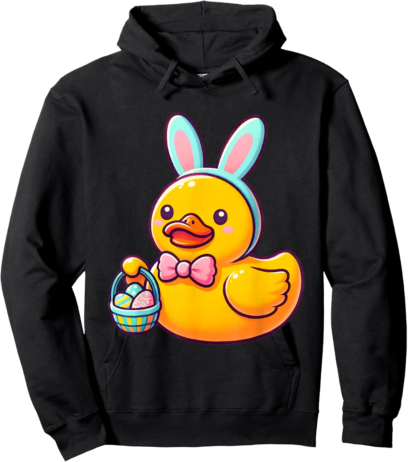 Easter Rubber Duck Bunny Ears Eggs Basket Hoodie - Hoodie | Black