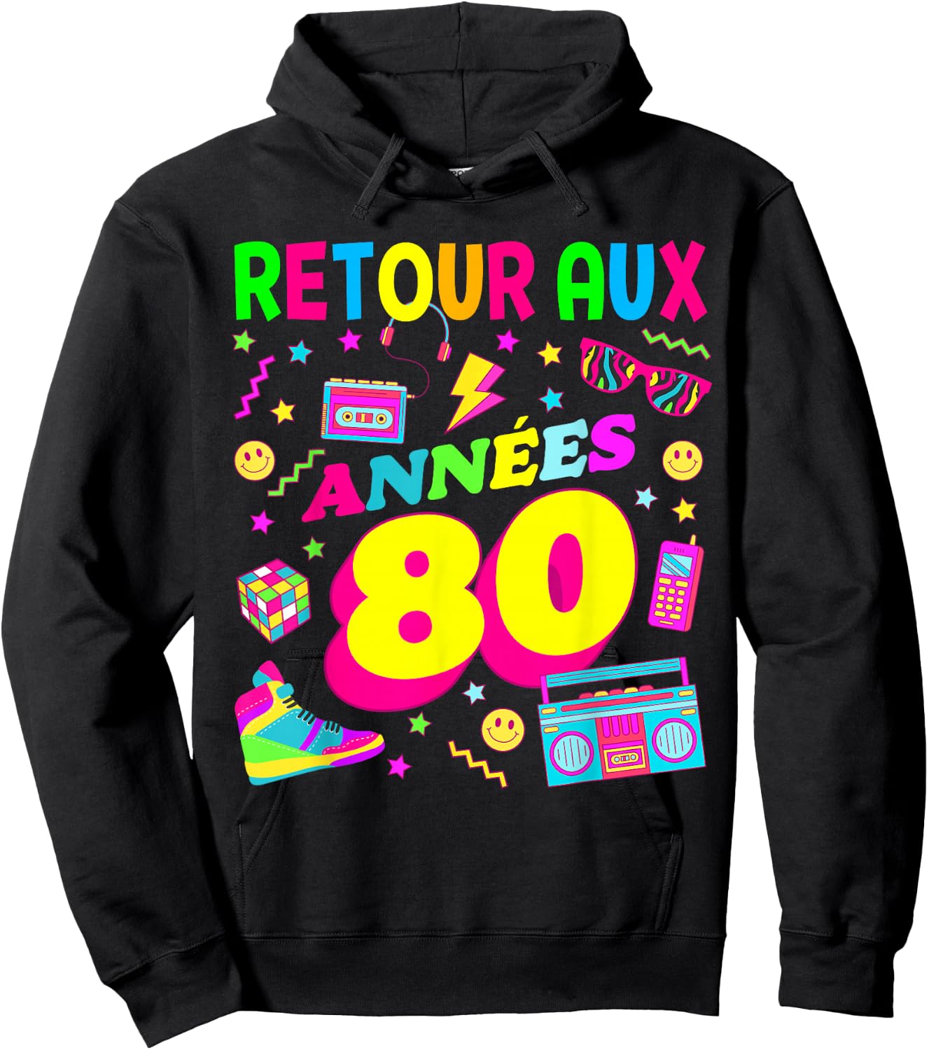 Party 80s Birthday Party 80s Retro Style Hoodie - Hoodie | Black