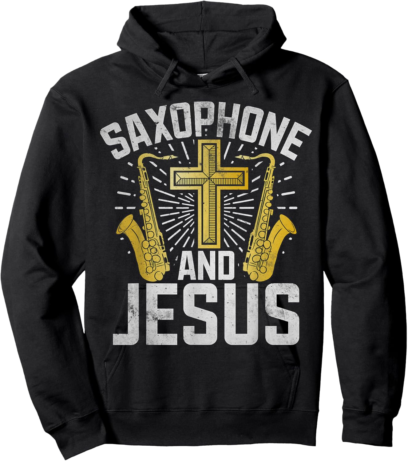 Saxophone and Jesus Saxophone Hoodie - Hoodie | Black