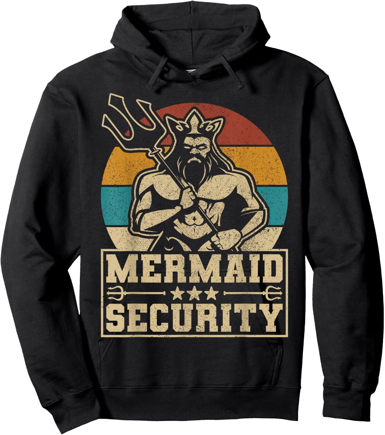 Mermaid Security Bday Costume Merman Birthday Party Outfit Hoodie - Hoodie | Black