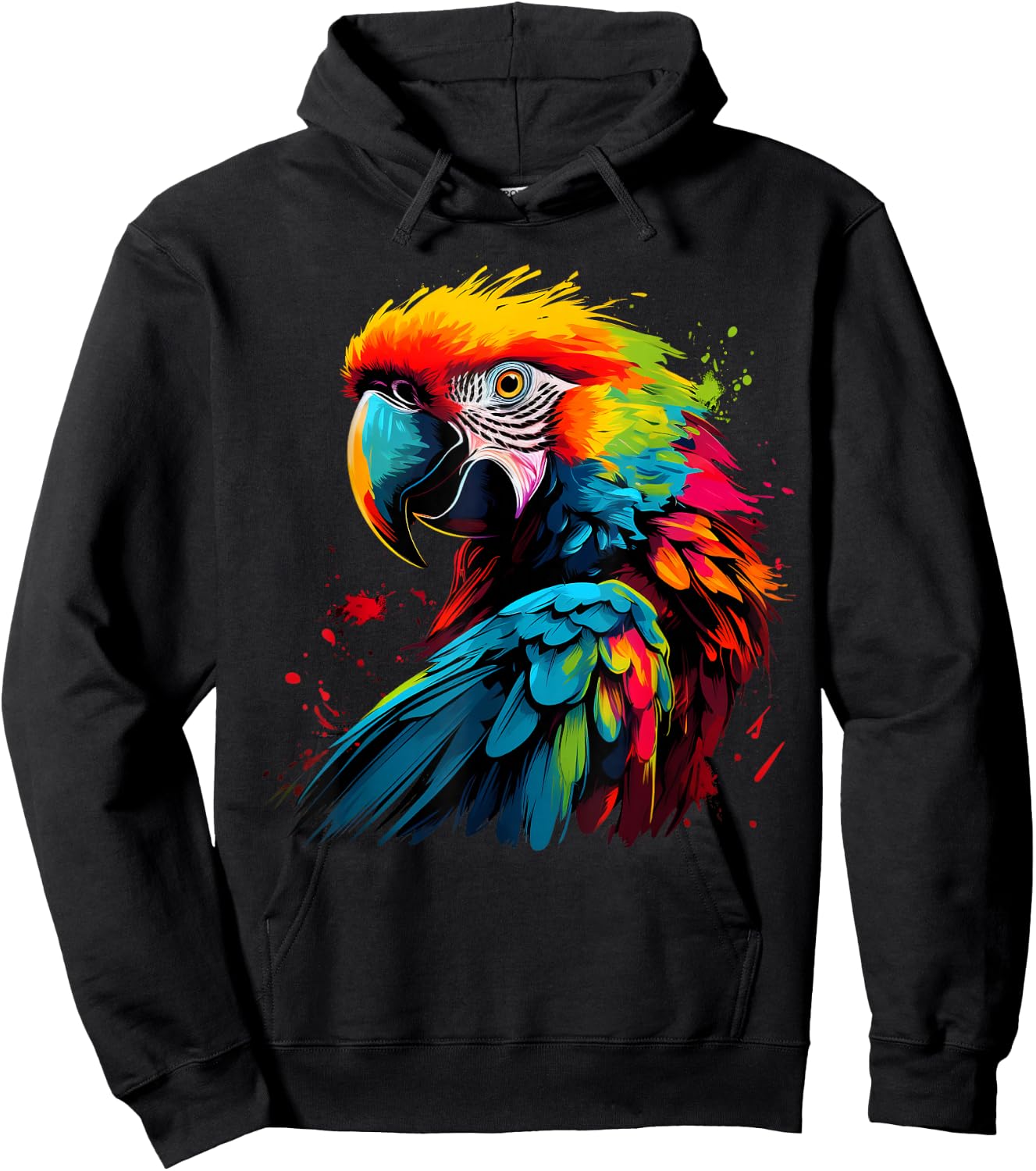 Artistic Colorful Pop Art painted Parrot Hoodie - Hoodie | Black