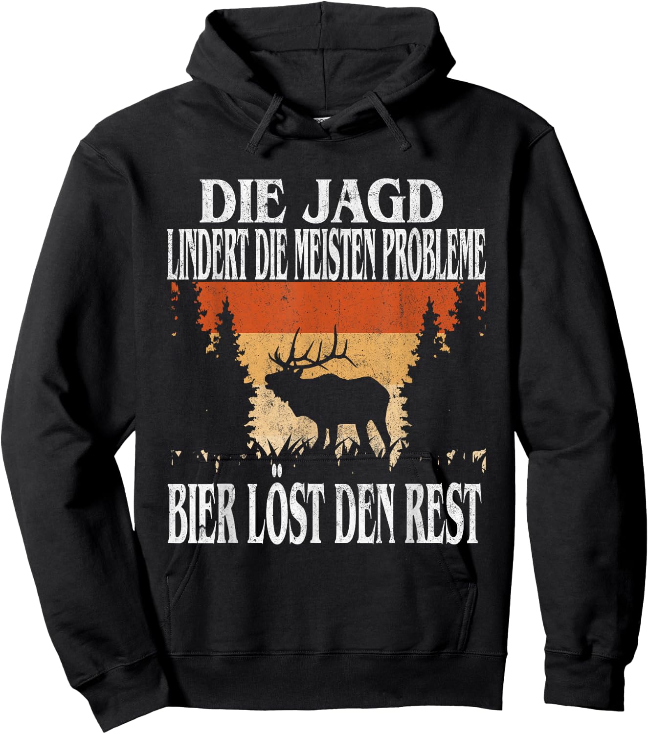 Jagdbekleidung Bier Jäger Jägerprüfung Jagdschein Die Jagd Löst Die Meisten Probleme Bier Den Rest Jäger Schwarz Klein Regulär EU S Kurzarm Crew-Ausschnitt -Erwachsene Männer Hoodie - Hoodie | Black
