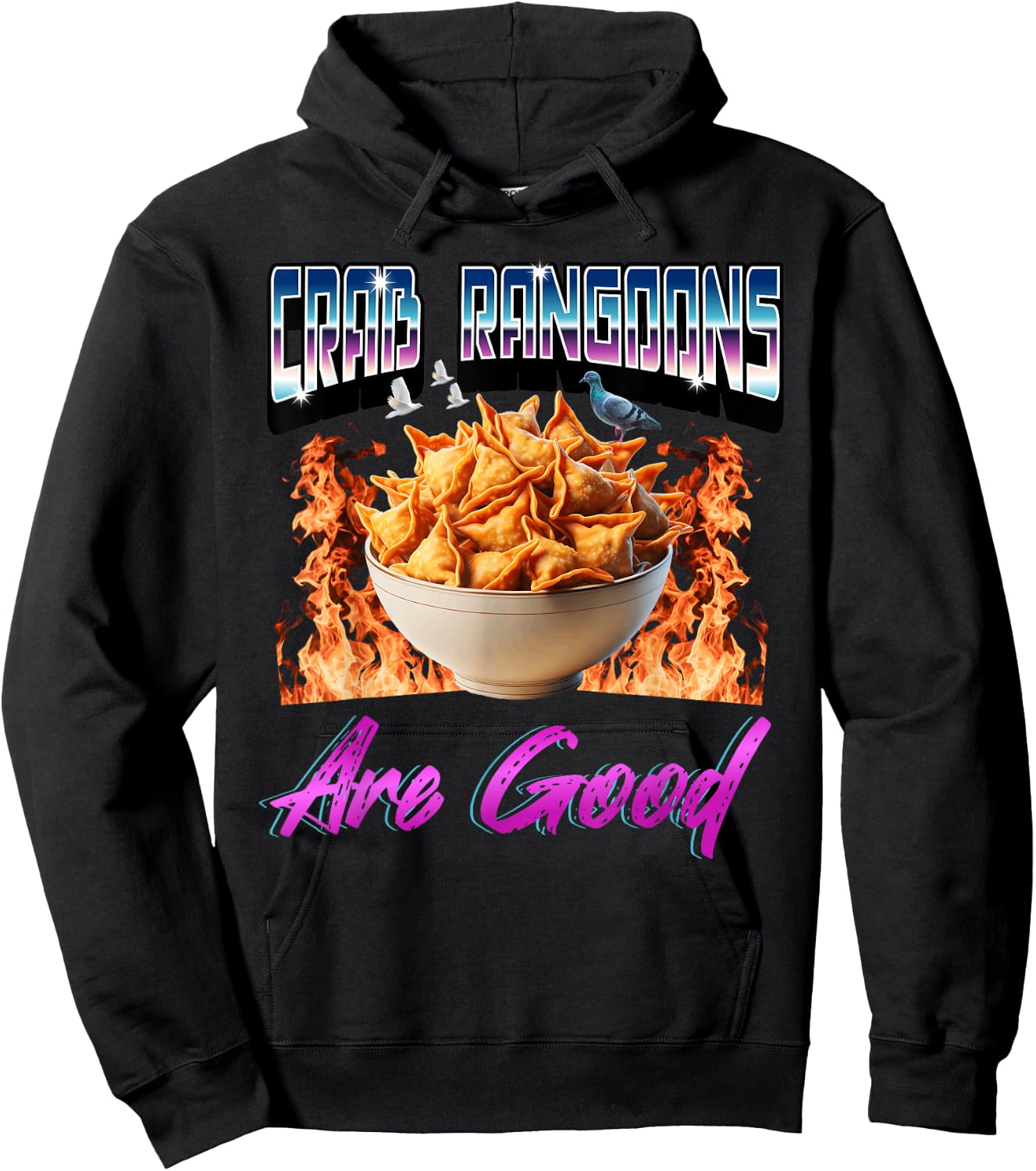 Funny 80s & 90s y2k Weird Aesthetic Meme Designs Black -Adults Modern Humorous Pop Culture Meme Classic Hoodie - Hoodie | Black