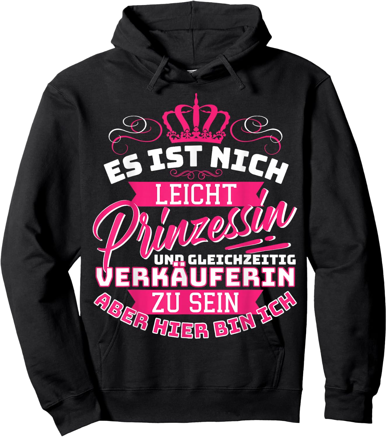 Handel Verkäuferin Sprüche Kollegen Geschenk Damen Schwarz V-Ausschnitt Halbarm Small Statement Classic Prinzessin & Verkäuferin Design Hoodie - Hoodie | Black