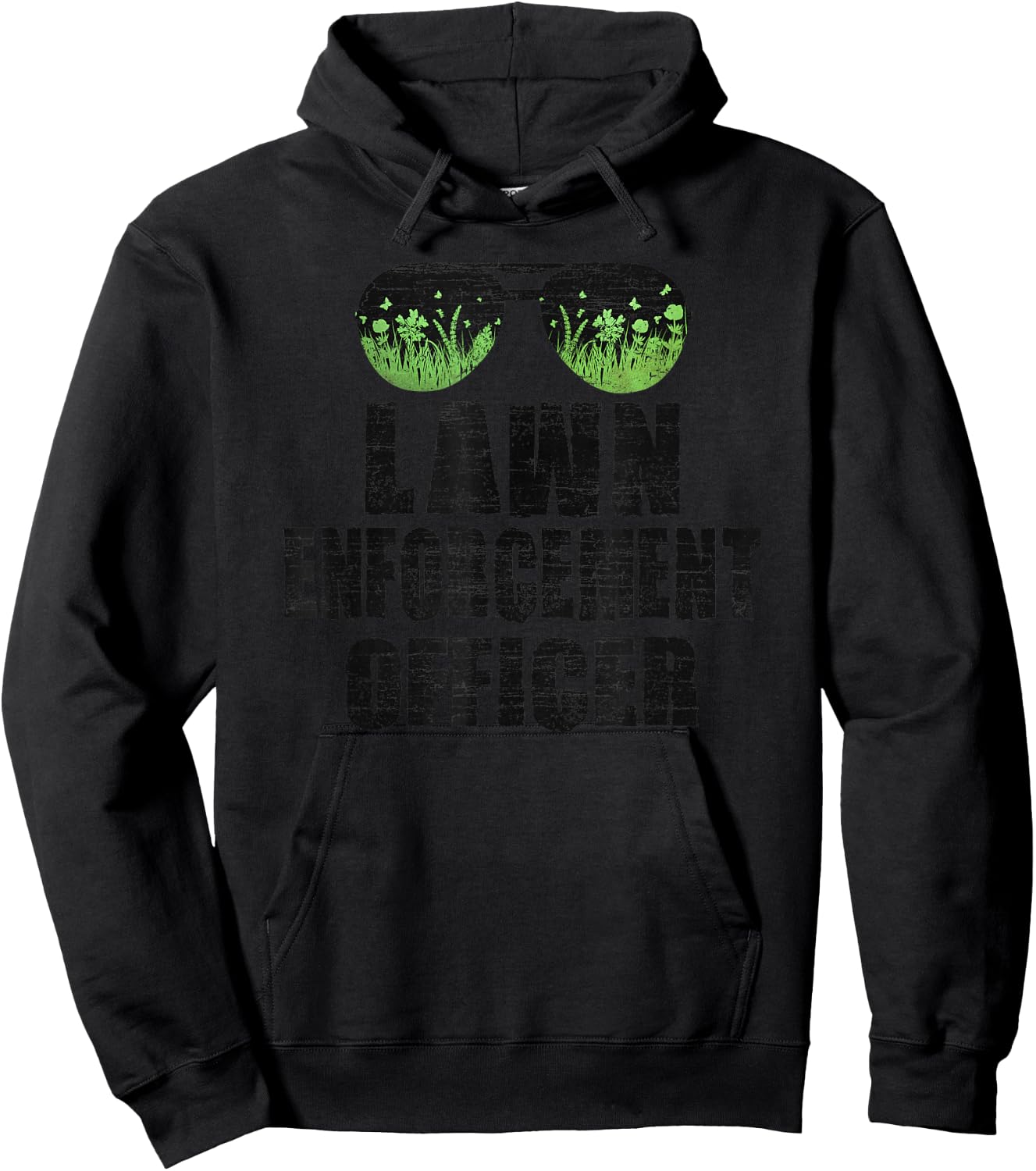 Lawn Enforcement Officer Funny Dad Joke Yard Grass Mowing Hoodie - Hoodie | Black