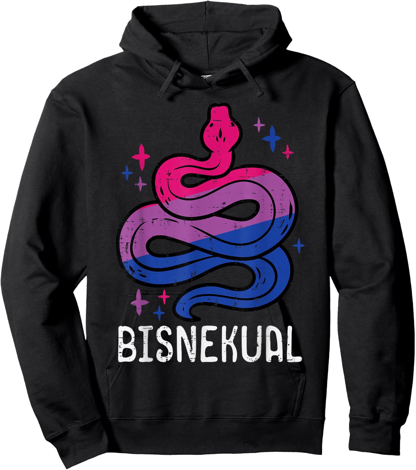 Bisexual Snake Bisnekual Funny Bi Pride Flag LGBTQ Men Women Hoodie - Hoodie | Black