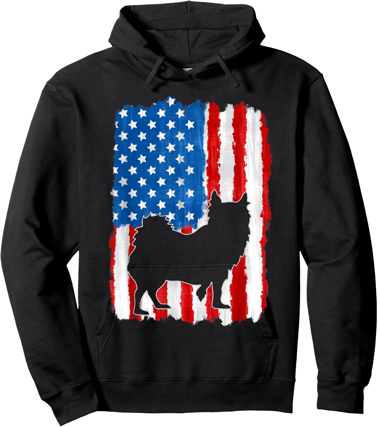Long Haired Hair Chihuahua Women American USA Flag Hoodie - Hoodie | Black