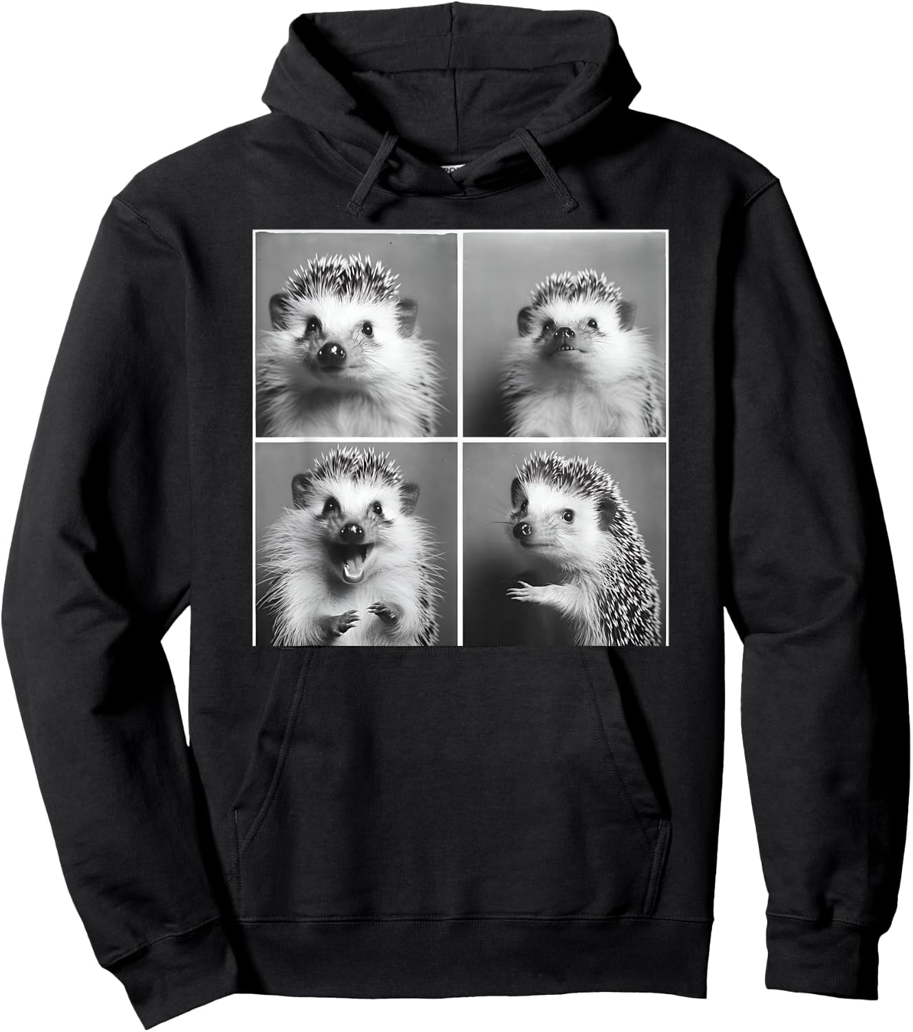 Cute Hedgehog Wildlife Photography -Adults Kids - Black - Small - Short Sleeve - Modern - Cartoon Animal - Hedgie Photo Funny Animal Hoodie - Hoodie | Black