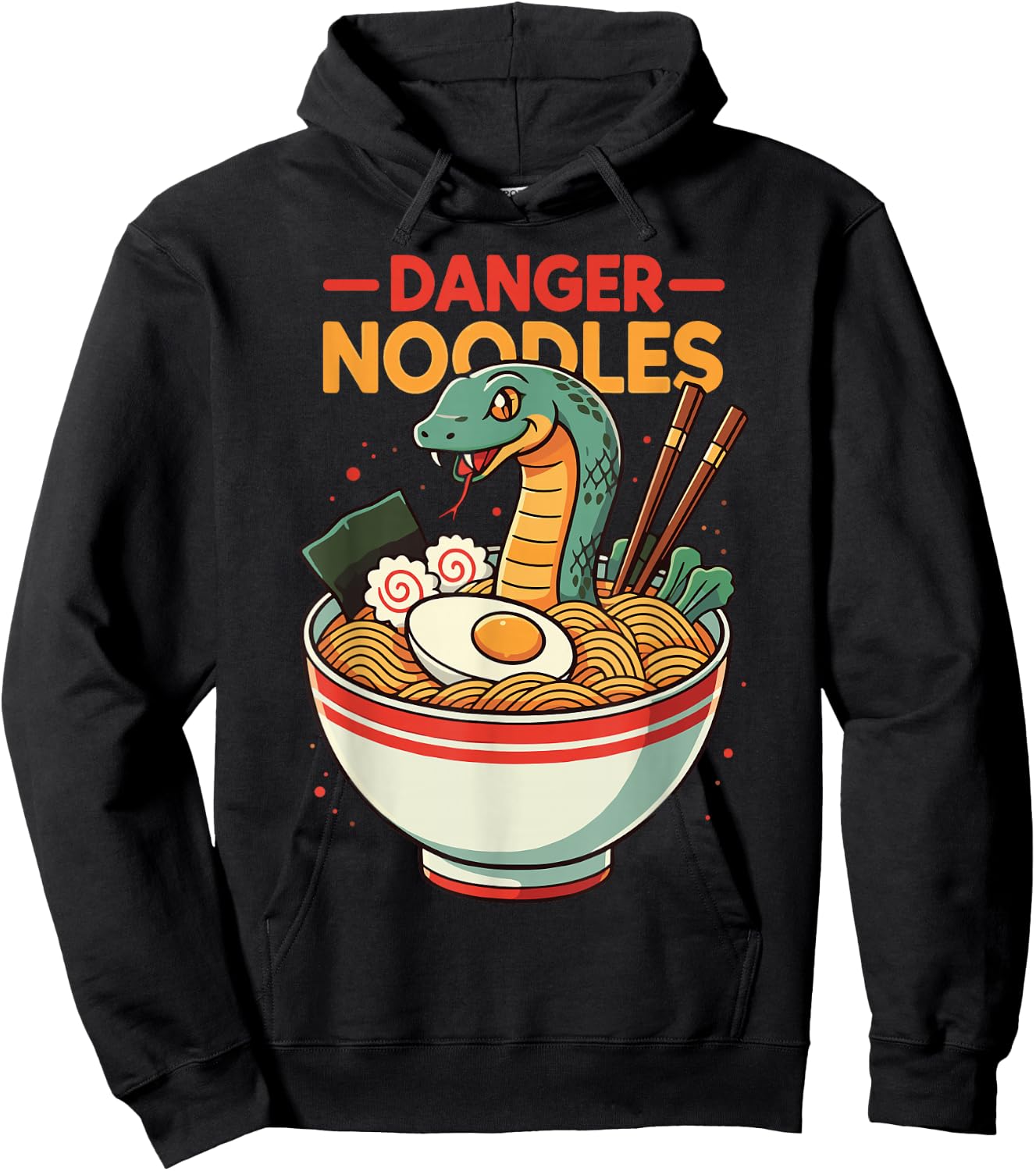Danger Noodles Snake Ramen Funny Reptile Lover Hoodie - Hoodie | Black