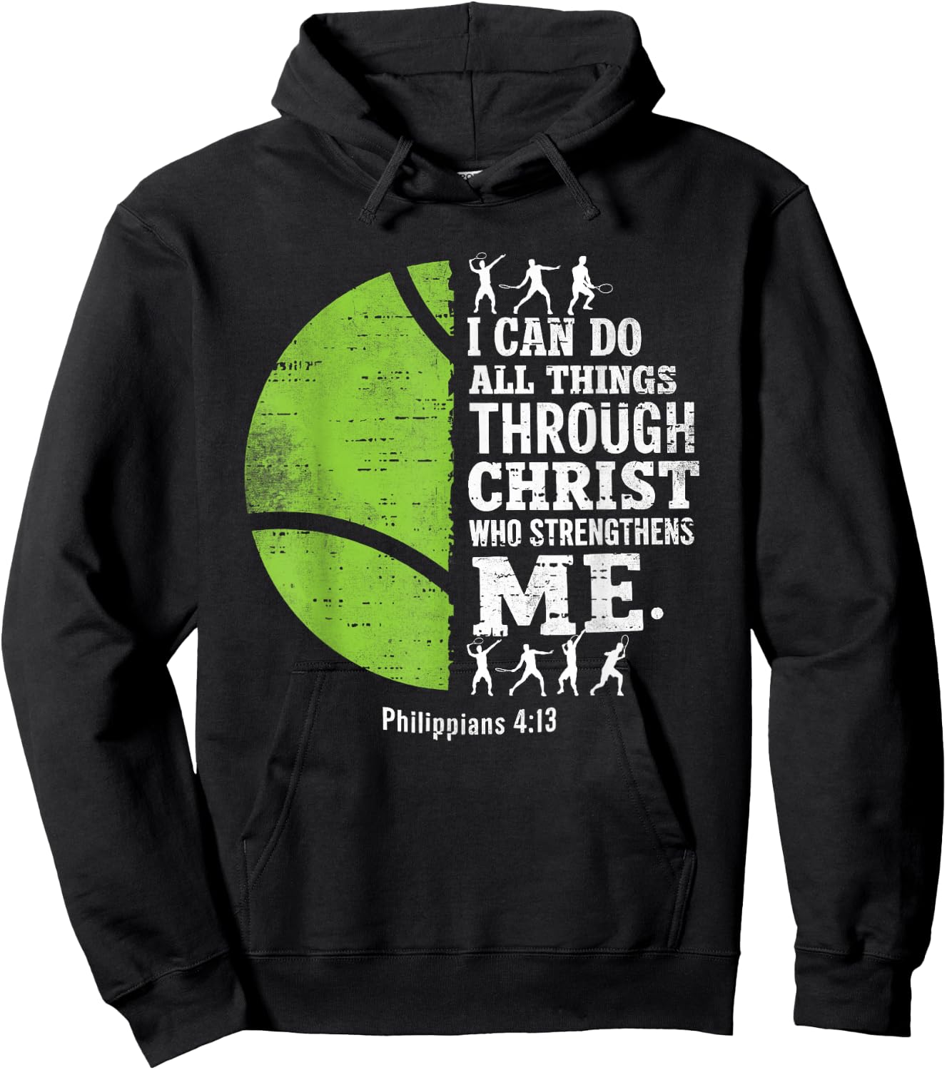 Christian Tennis I Can Do All Things Religious Faith Hoodie - Hoodie | Black