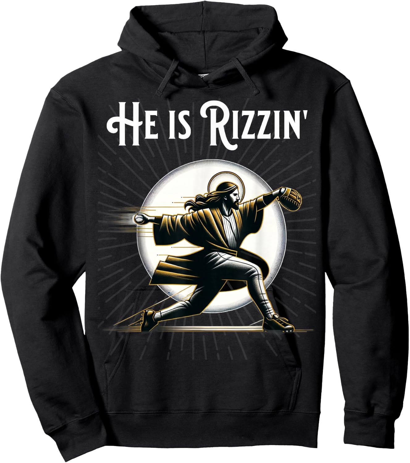 Funny He is Rizzin Pitching Jesus Playing Baseball Hoodie - Hoodie | Black