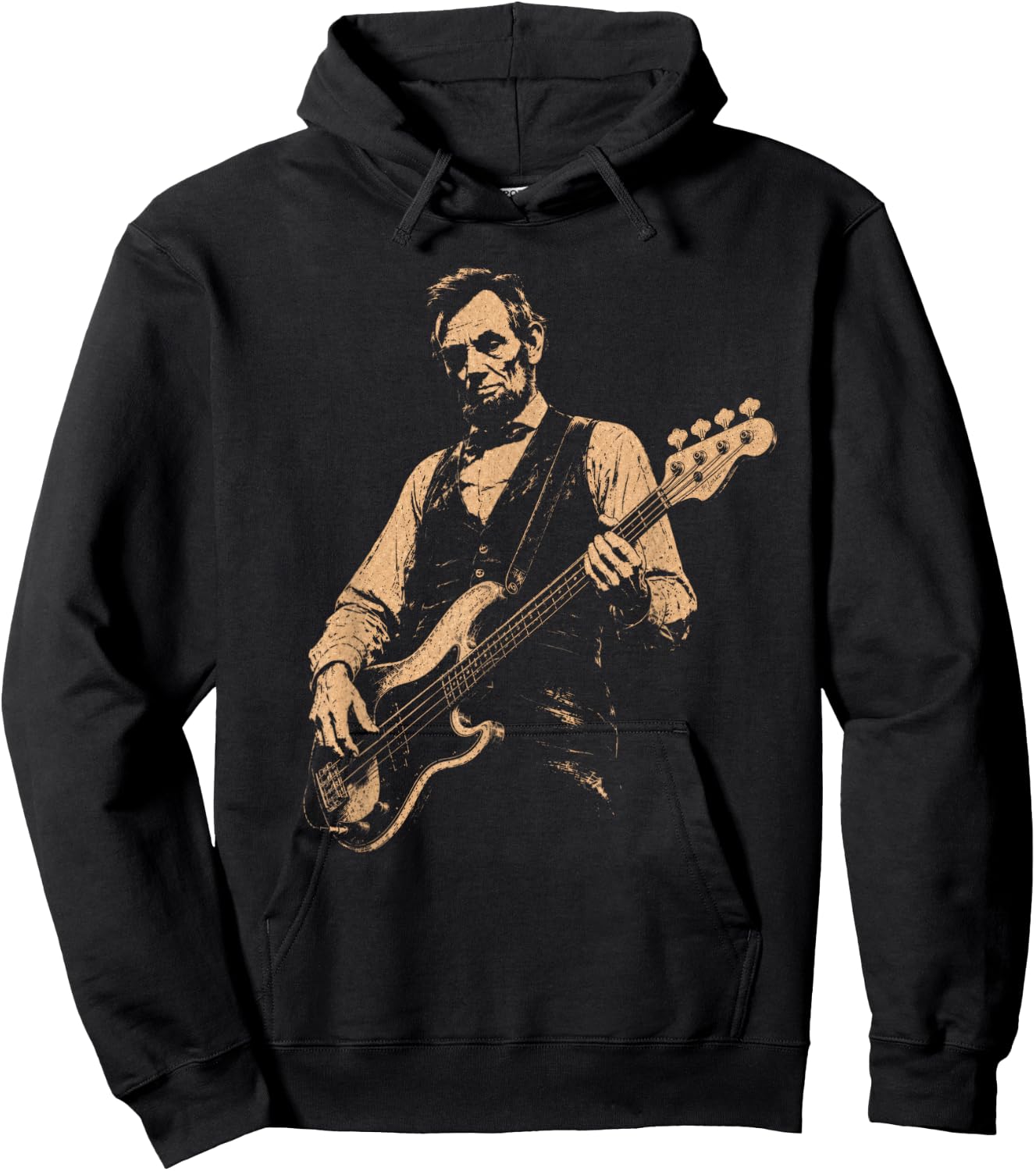 Funny Abraham Lincoln Playing Bass Guitar Abe Bassist Humor Hoodie - Hoodie | Black