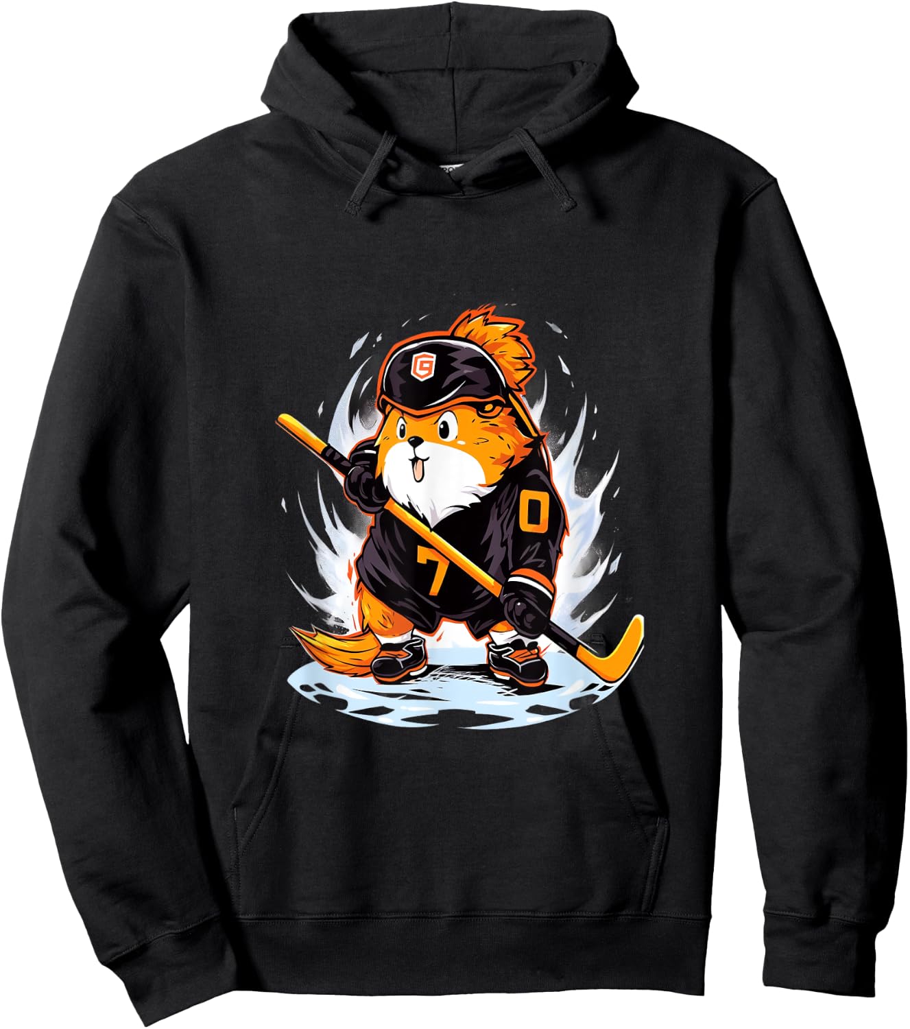 Guinea Pig Ice Hockey Player Hockey Stick Goalie Hoodie - Hoodie | Black