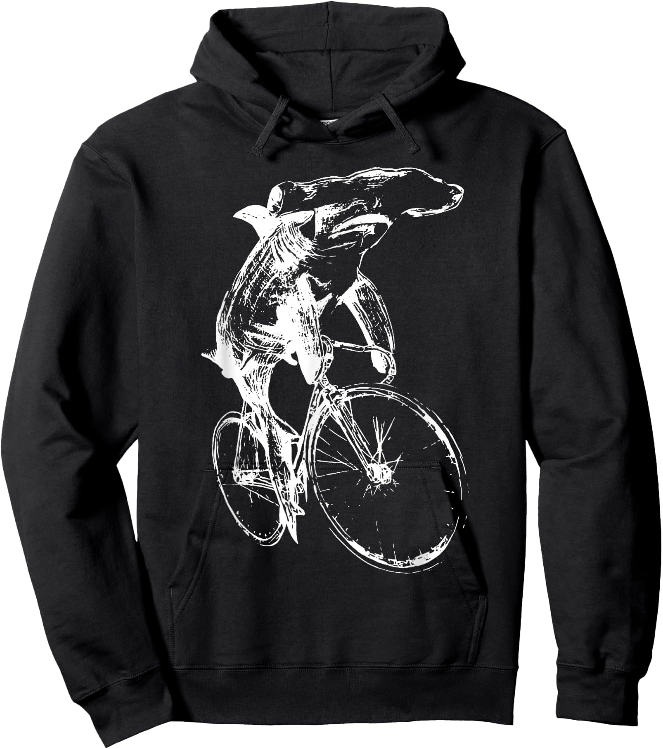 Hammerhead Sharks Riding Bicycle Retro Cycling Biking Biker Hoodie - Hoodie | Black