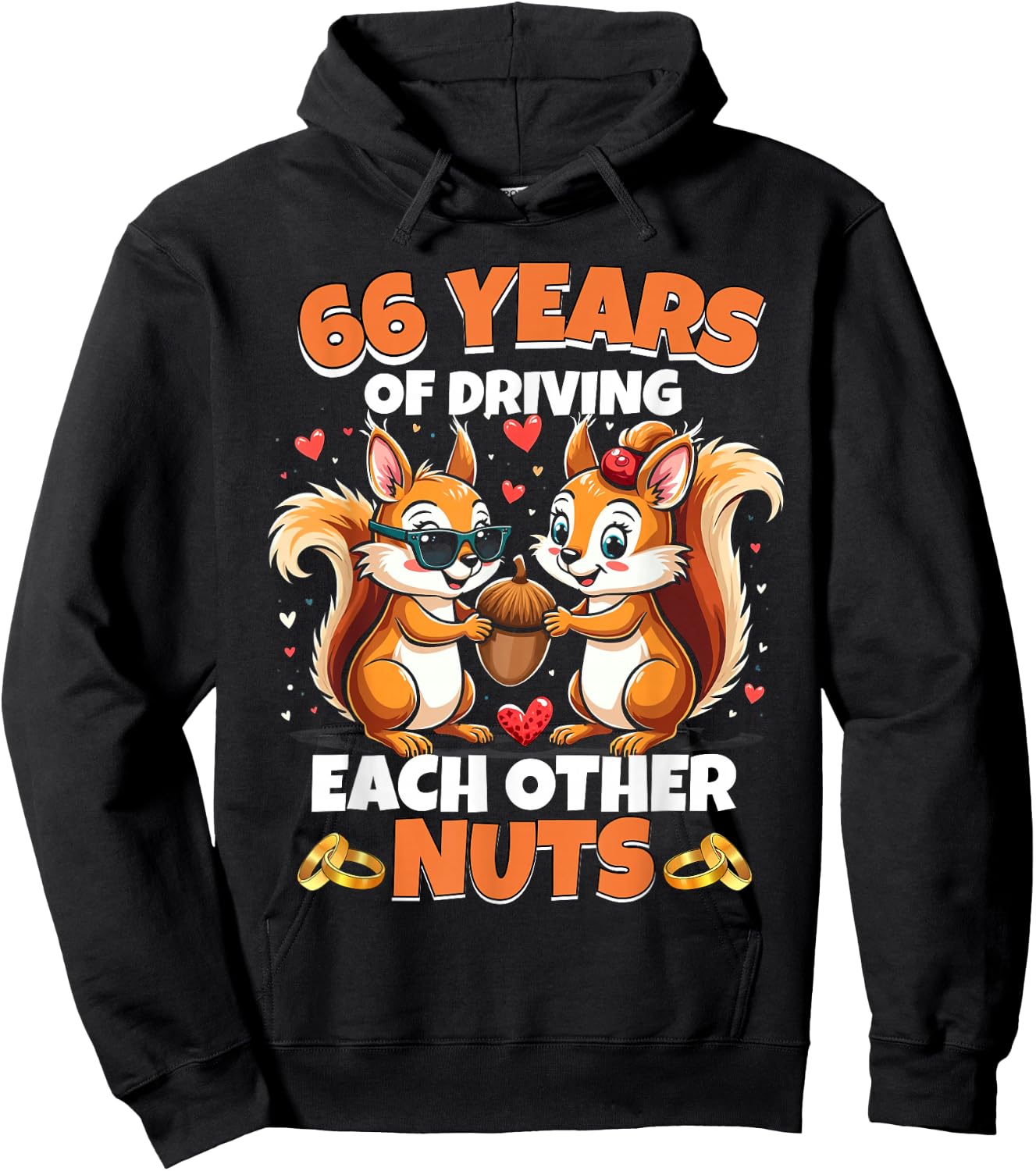 66th Wedding Anniversary 66 Years Of Driving Each Other Nuts Hoodie - Hoodie | Black