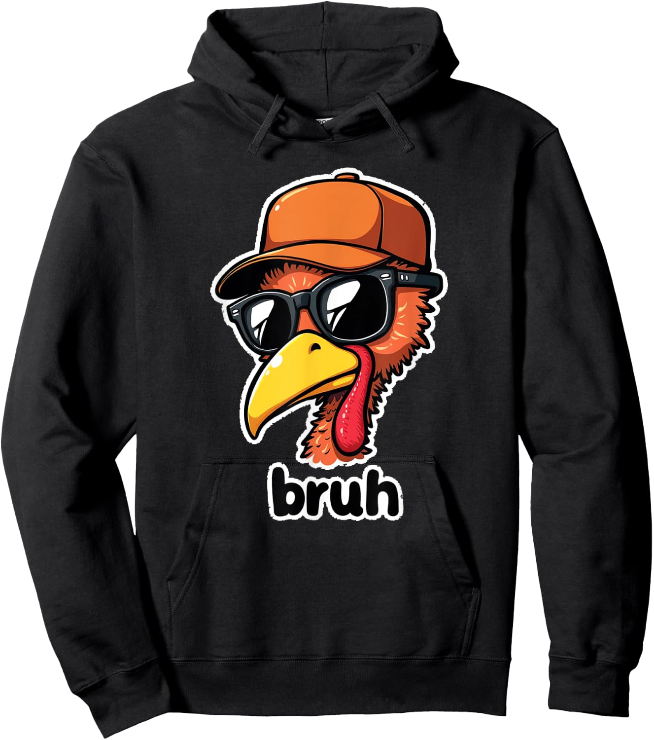 turkey face thanksgiving Bruh Boys Toddler youth man turkey Hoodie - Hoodie | Black
