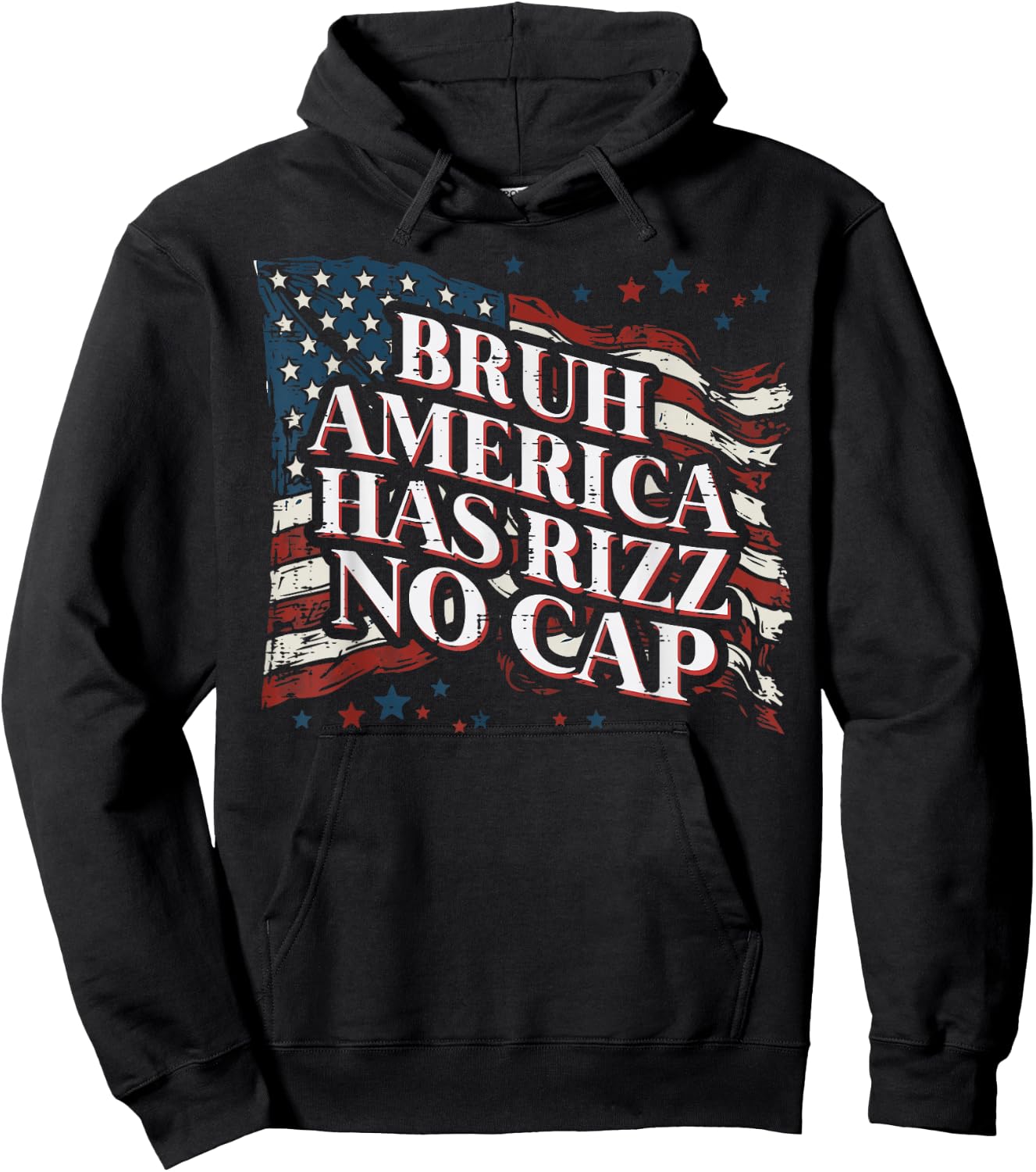 Bruh America Has Rizz No Cap 4th of July Meme Men Women Kids Hoodie - Hoodie | Black
