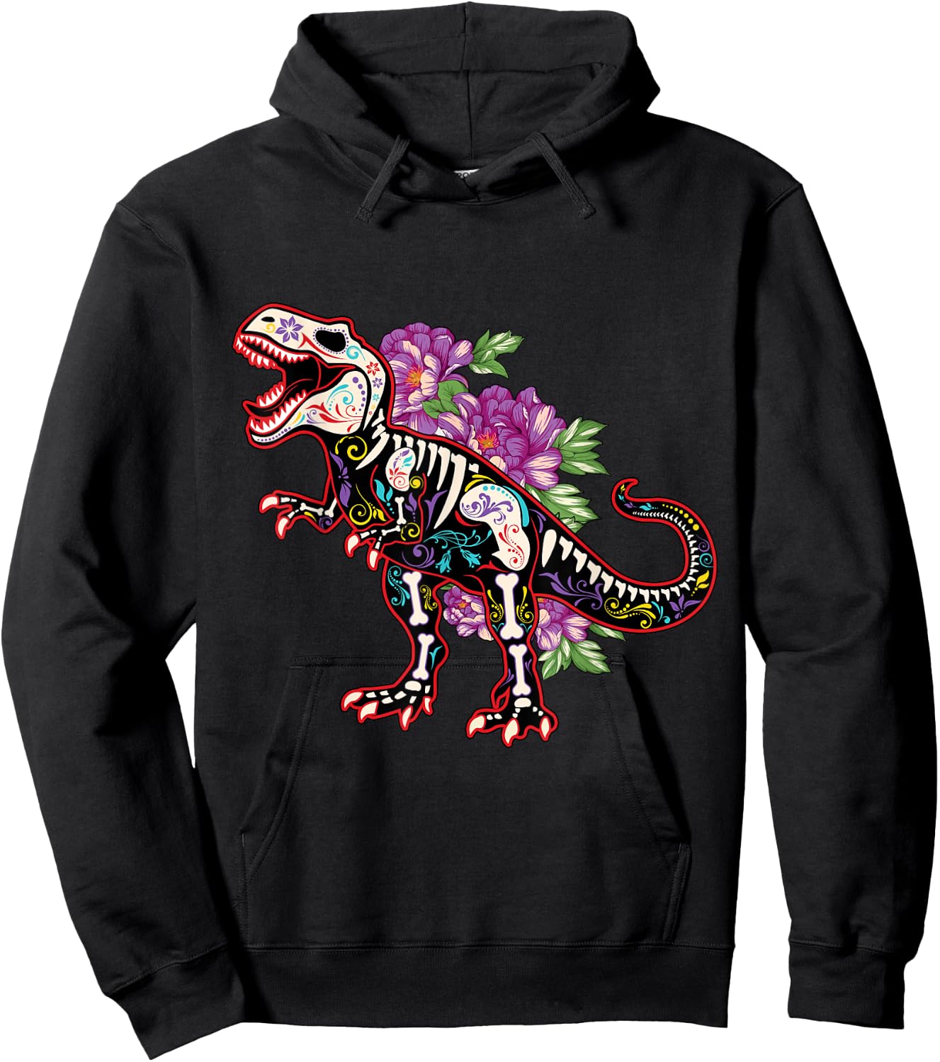 Skeleton Dinosaur Souls Day Of Dead Dia De Los Muertos Hoodie - Hoodie | Black