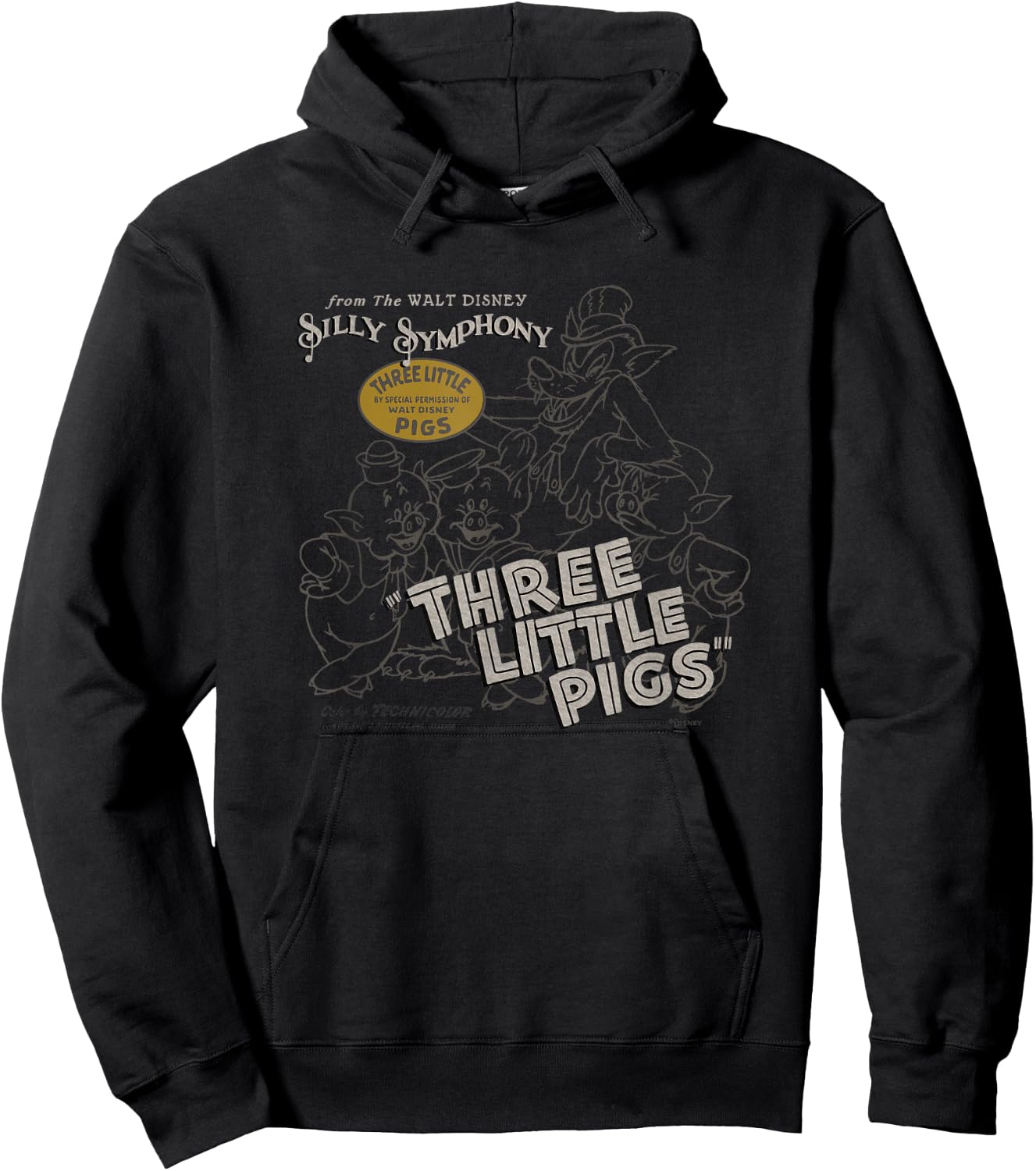 Disney 100 Three Little Pigs Silly Symphony Vintage D100 Hoodie - Hoodie | Black