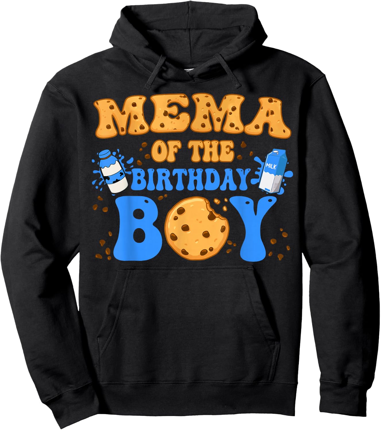 Mema Of The Birthday Boy Milk and Cookies Lover Hoodie - Hoodie | Black