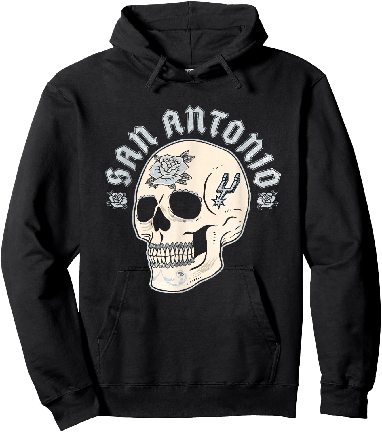 NBA San Antonio Spurs Halloween-Totenkopf mit Blumenmuster Hoodie - Hoodie | Black