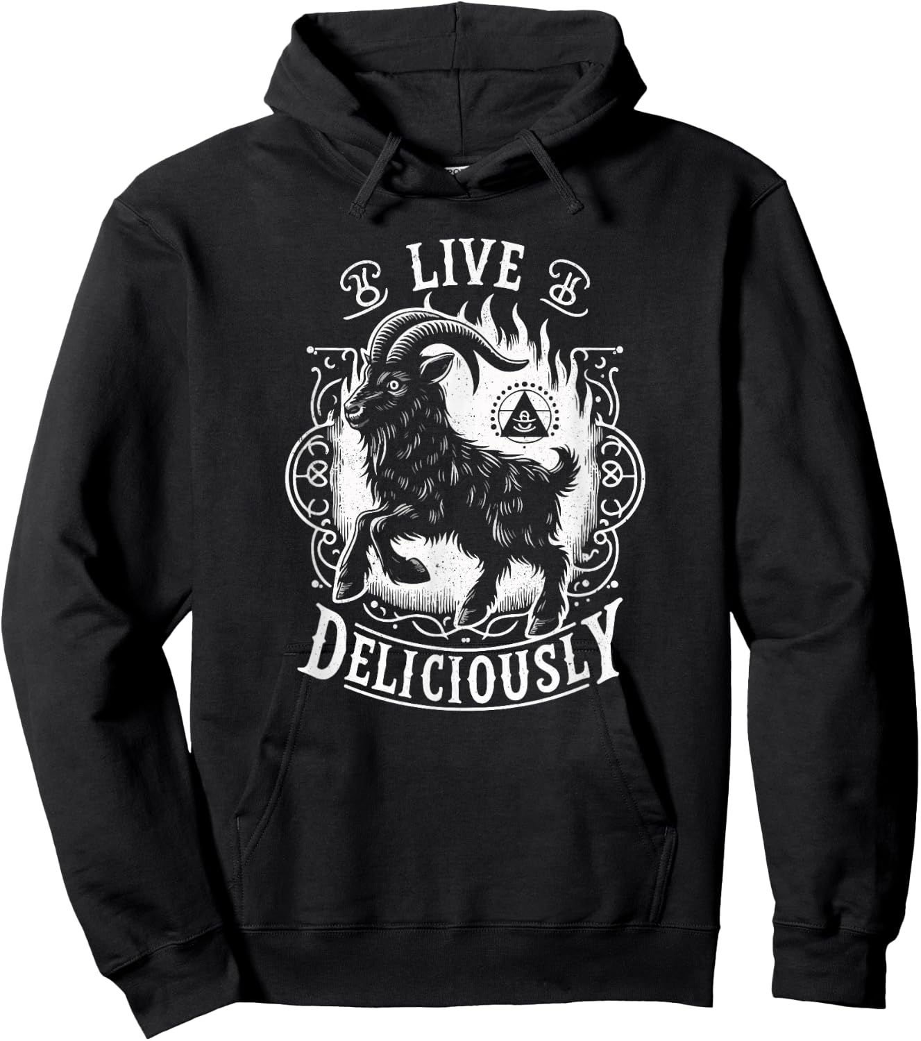 Vintage Witch Horror Goth Occult Live Deliciously Hoodie - Hoodie | Black