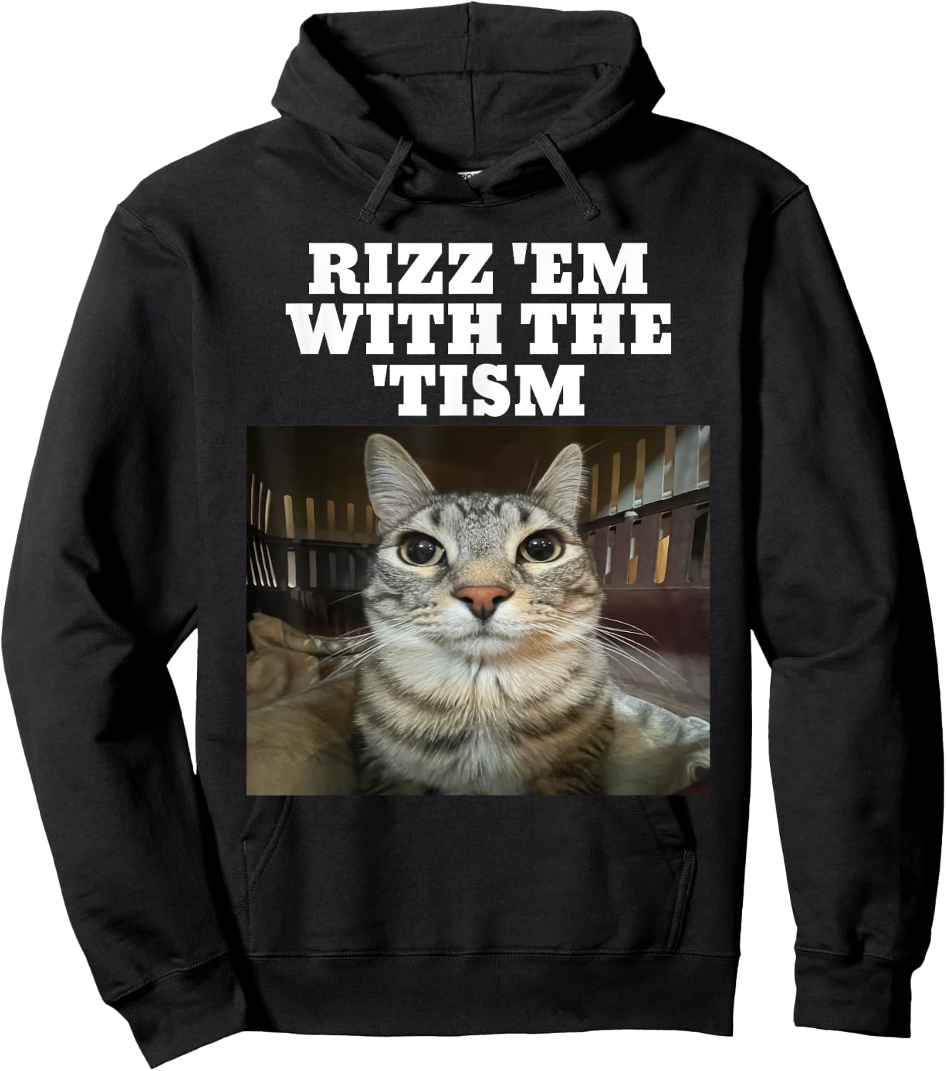 Rizz Em With The Tism Meme Autistic Cat Rizz Women Kids Hoodie - Hoodie | Black